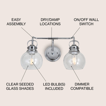 Shirley Metal/ Bubbled Glass Vanity Light
